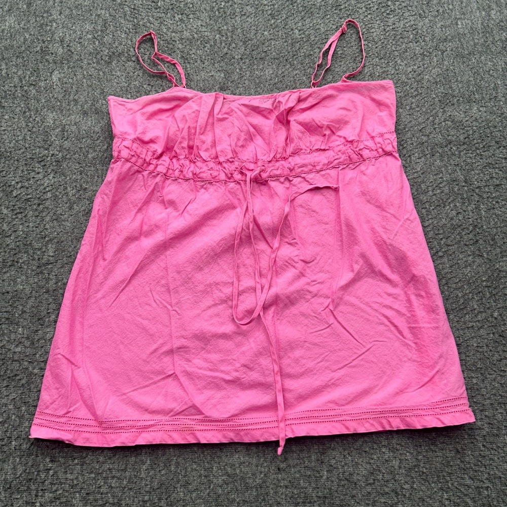 Cabi Pink Babydoll Camisole M Tank Top Ruched Spaghetti Strap Drawstring Y2K